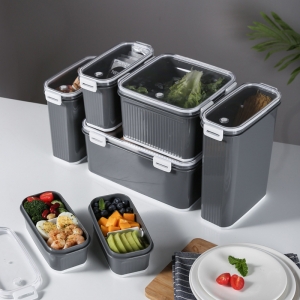 厂家直销 日本365纳米抑菌冰箱密封保鲜盒 七件套便携 塑料便当盒