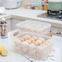 批发鸡蛋盒32格双层塑料保鲜盒 冰箱整理盒 收纳塑料盒鸡蛋整理盒