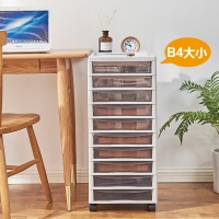 现货出口日本抽屉收纳柜 办公置物B4文件柜 可移动透明塑料储物柜